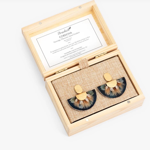 BRACKISH Cordova Drop Earrings - Ethically hand-crafted from feathers like new - Picture 1 of 9